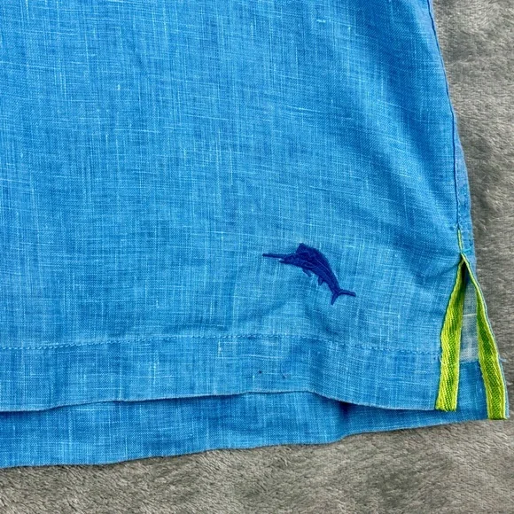Tommy Bahama Sea Glass Camp Shirt 100% Linen Mens XXL Blue Short Sleeve - Picture 7 of 12